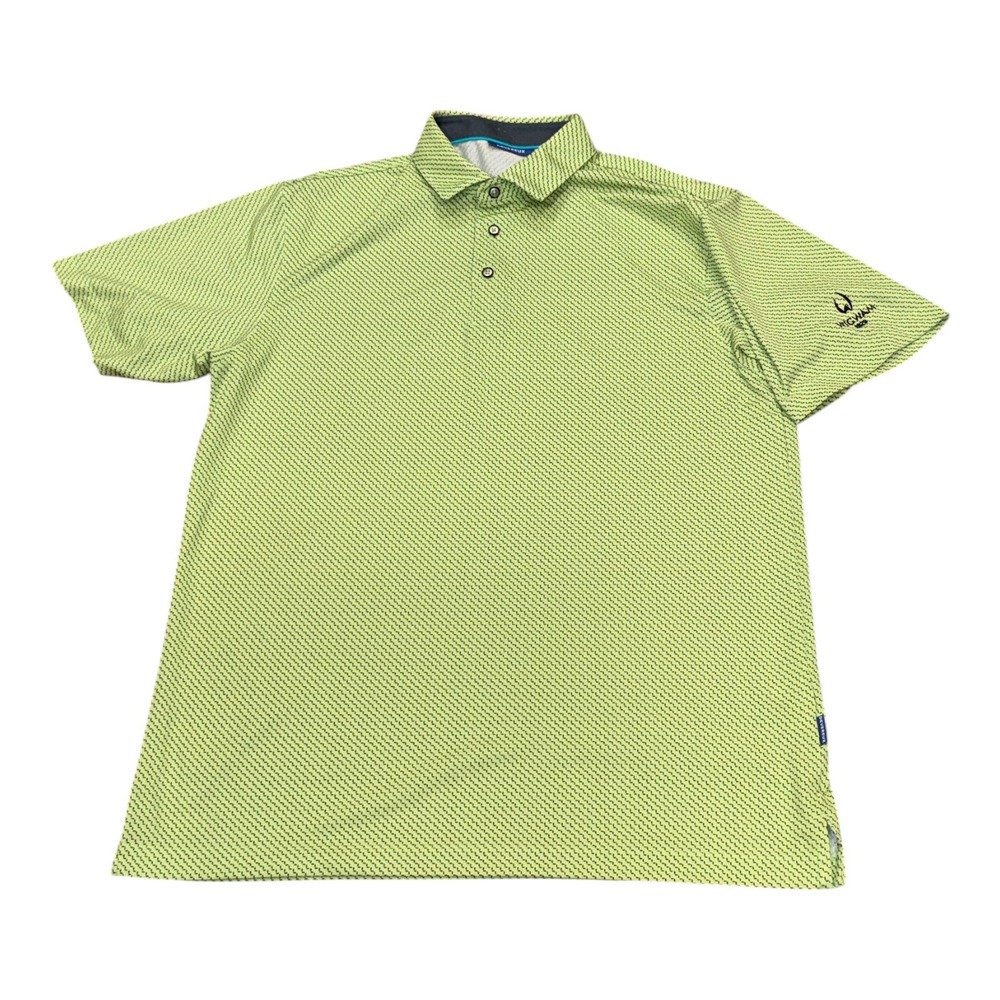 Devereux Mens Wigwam Golf Course Polo Shirt Lime Green Size Large Geometric